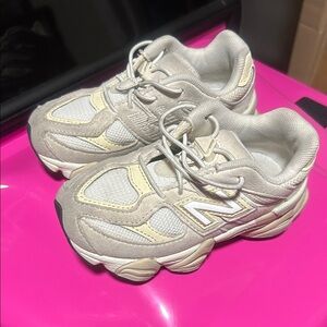 New Balance Kids Cream and Tan Sneakers